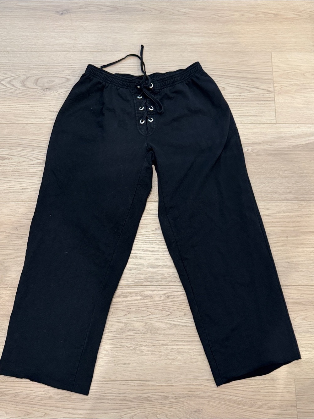 low rise women’s black Lace-Up sweatPants